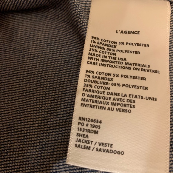 L’AGENCE denim jacket trimmed w/ real rabbit fur - Picture 5 of 6